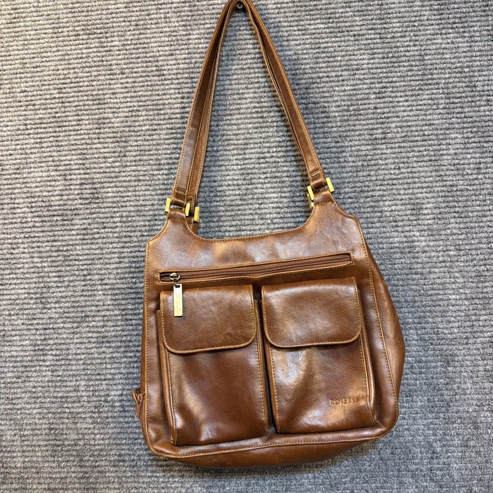 Rosetti Brown Shoulder Bag Duel Exterior Pockets for cell phone/organizer lY2K